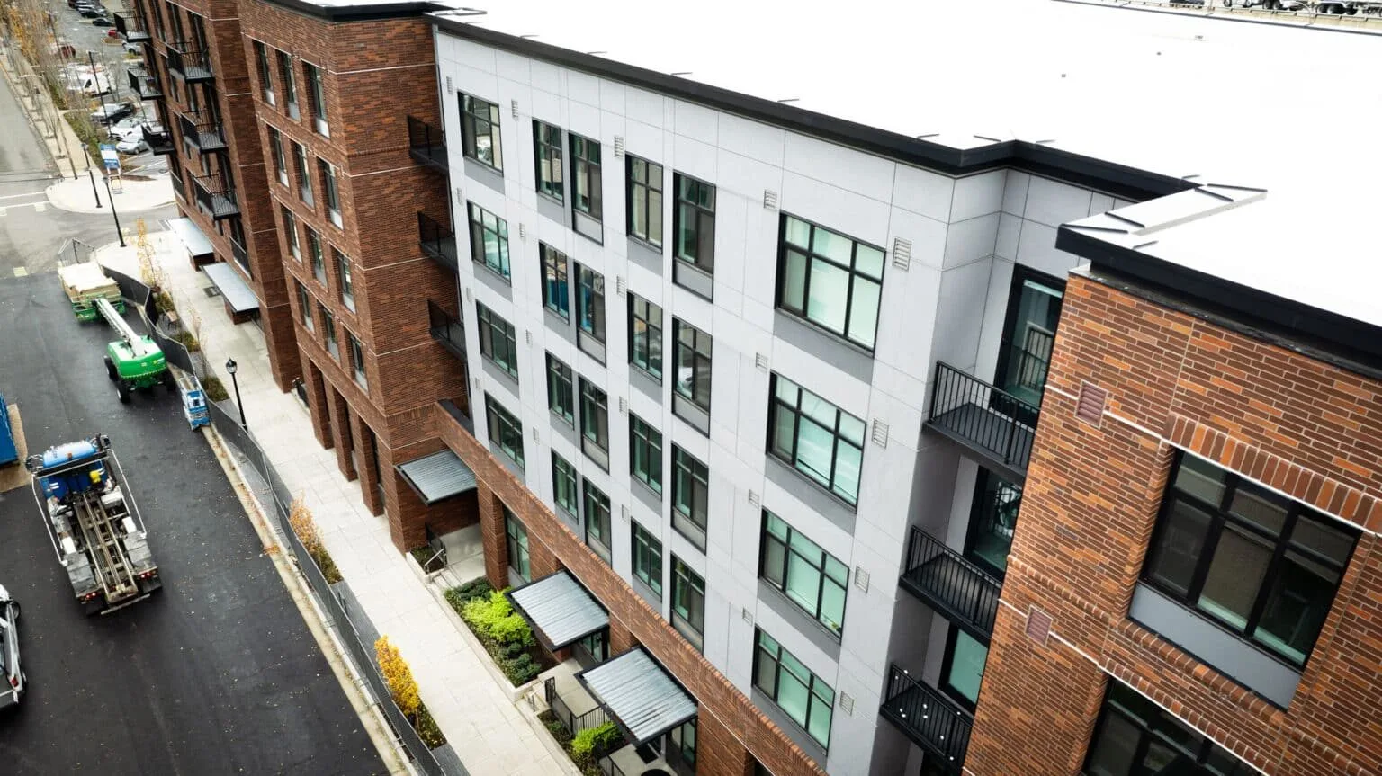 Honeycomb core aluminum panels on commercial building - PDX Series 200 Portland Oregon